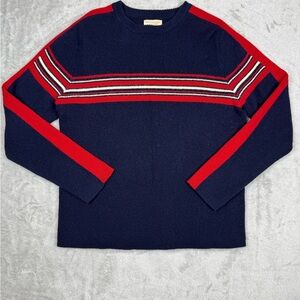 American Eagle Outfitters Men’s Crewneck Sweater Navy Red Cotton Wool Medium